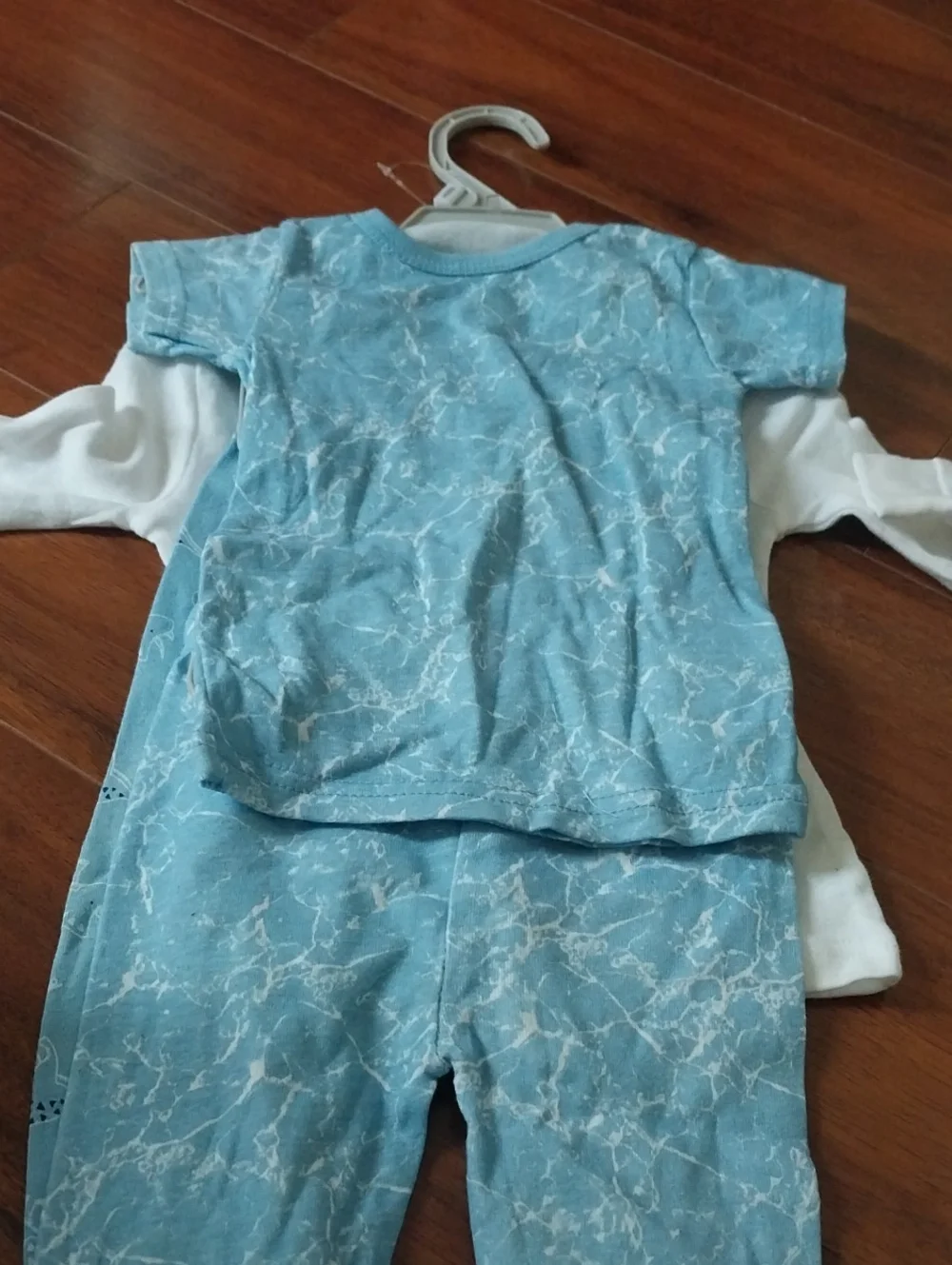Baby Dino 2 PC Pajama Set - White Top & Light Blue Pants